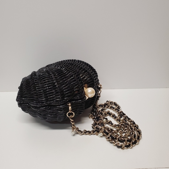 SOLD RARE 🔥Kate Spade NY Splash Out Wicker Clam Shell black pearl mermaid - Picture 6 of 9